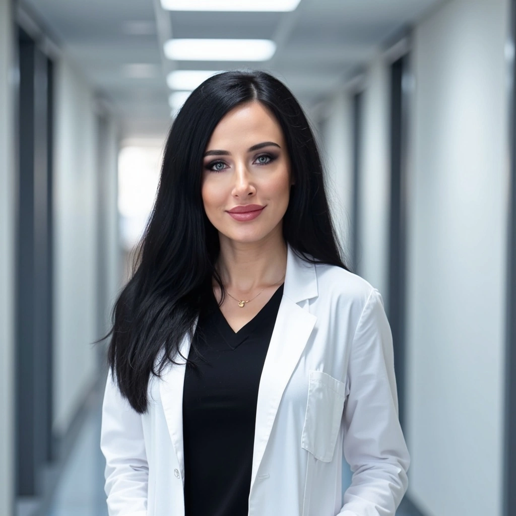 A female doctor in a white coat standing in a corridor at Millenia Medical Center.