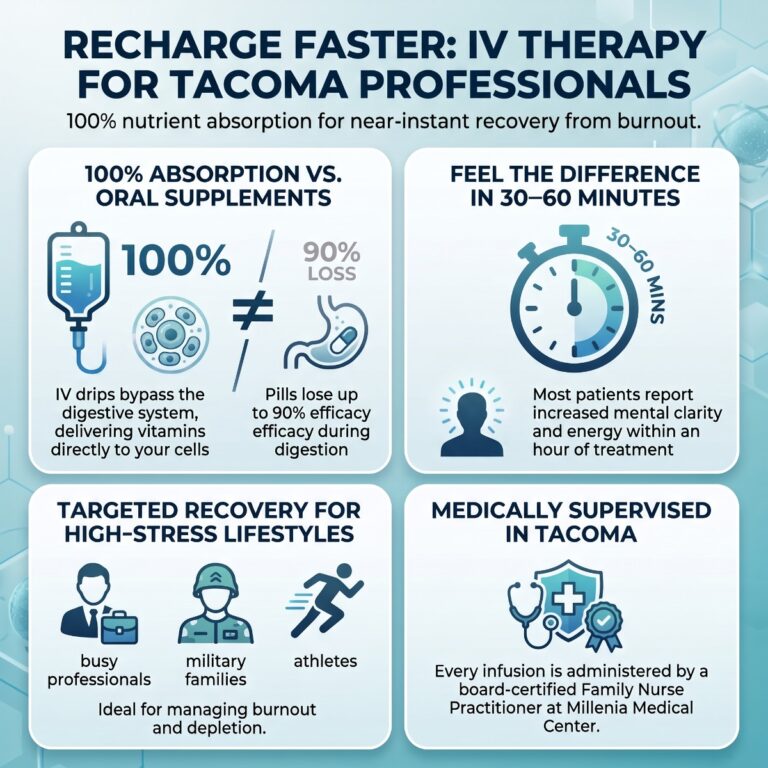 Running on Empty? How IV Drip Therapy at Millenia Is Helping Tacoma Professionals Recover Faster and Feel Better